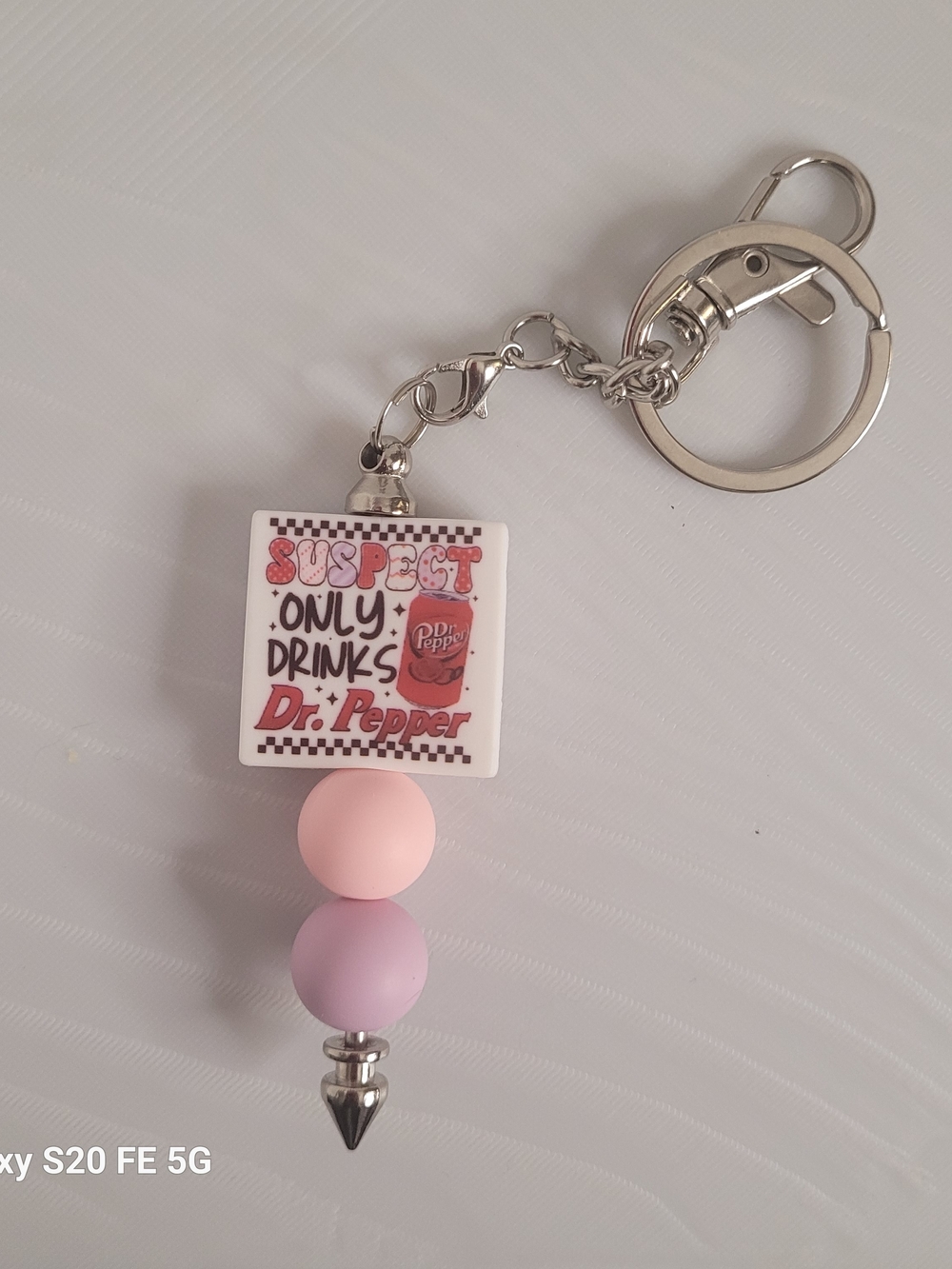 Handmade "Suspect Only Drinks Dr. Pepper" Keychain -